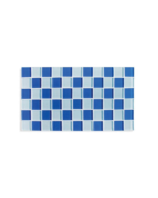 Subtle Art Studios Glass Tile Decorative Tray - Blue Sky Checkered - lily & onyx