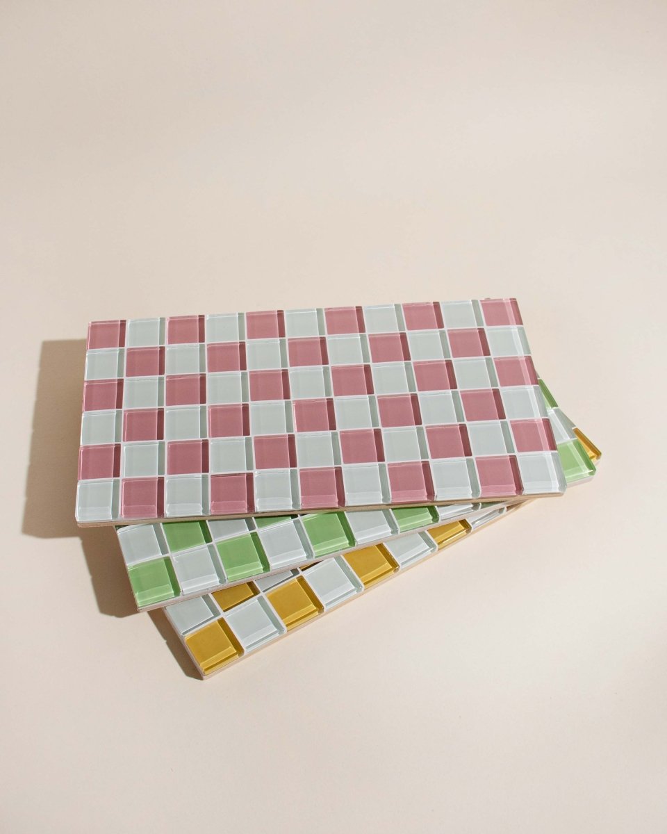 Subtle Art Studios Glass Tile Decorative Tray - Honey Milk Chocolate - lily & onyx