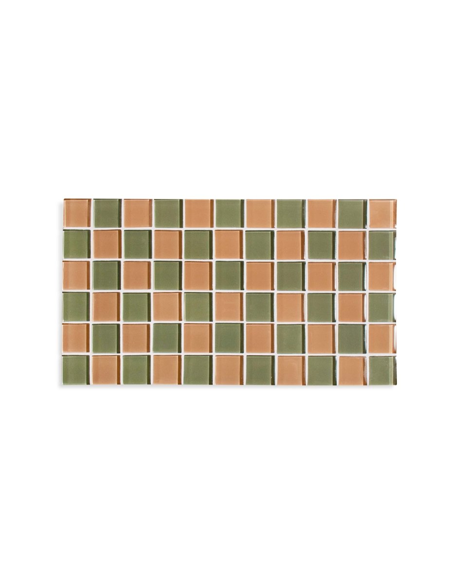 Load image into Gallery viewer, Subtle Art Studios Glass Tile Decorative Tray - I Olive You Checkered - lily &amp;amp; onyx
