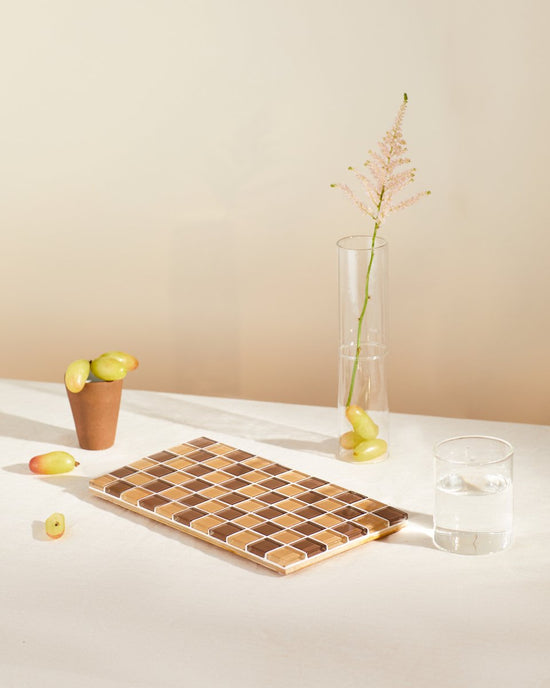 Subtle Art Studios Glass Tile Decorative Tray - Vintage Love Checkered - lily & onyx