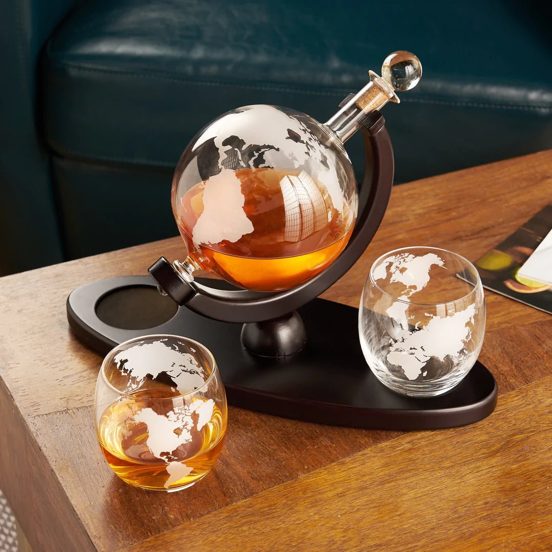 Viski Globe Decanter & Whiskey Tumblers Set - lily & onyx