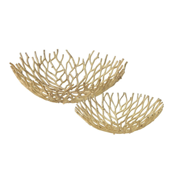 lily & onyx Gold Aluminum Branch Bowls, Set of 2 - lily & onyx