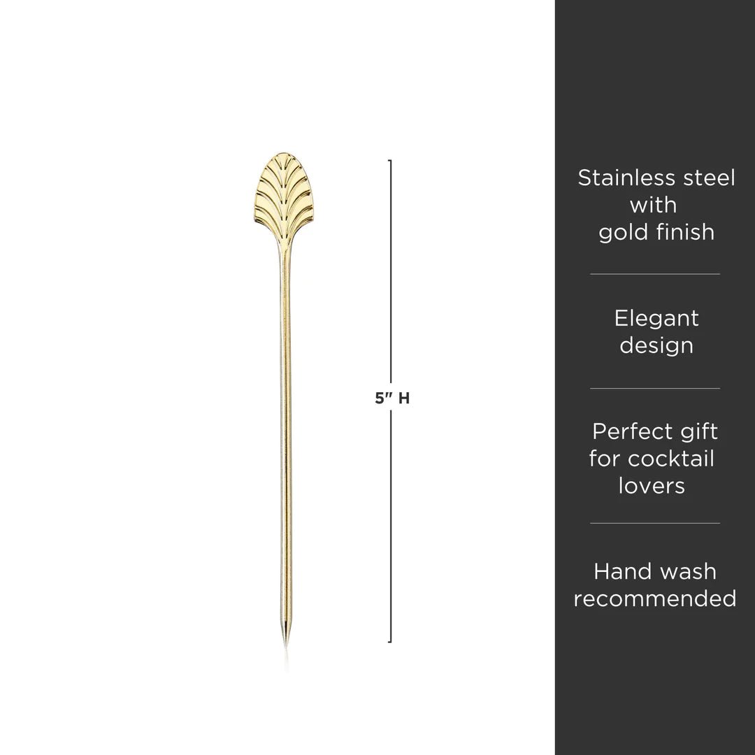 Viski Gold Art Deco Cocktail Picks, Set of 4 - lily & onyx