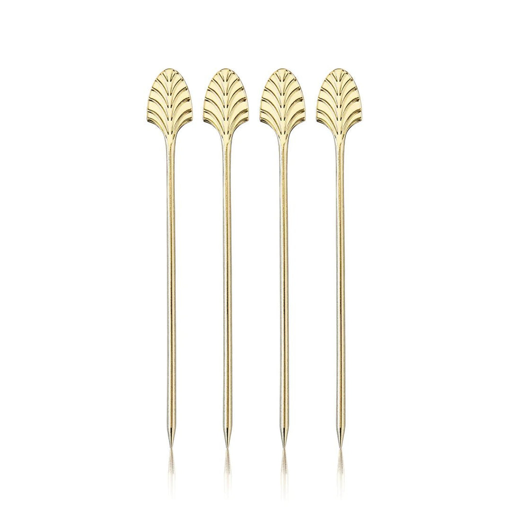 Viski Gold Art Deco Cocktail Picks, Set of 4 - lily & onyx