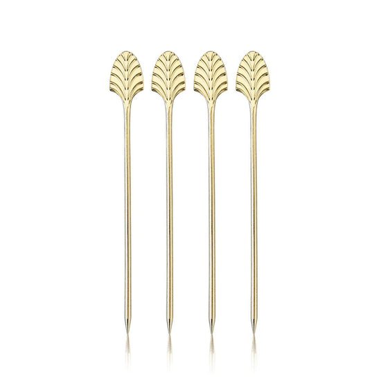 Viski Gold Art Deco Cocktail Picks, Set of 4 - lily & onyx