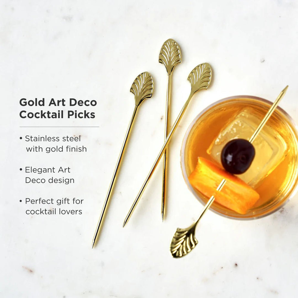 
                      
                        Viski Gold Art Deco Cocktail Picks, Set of 4 - lily & onyx
                      
                    