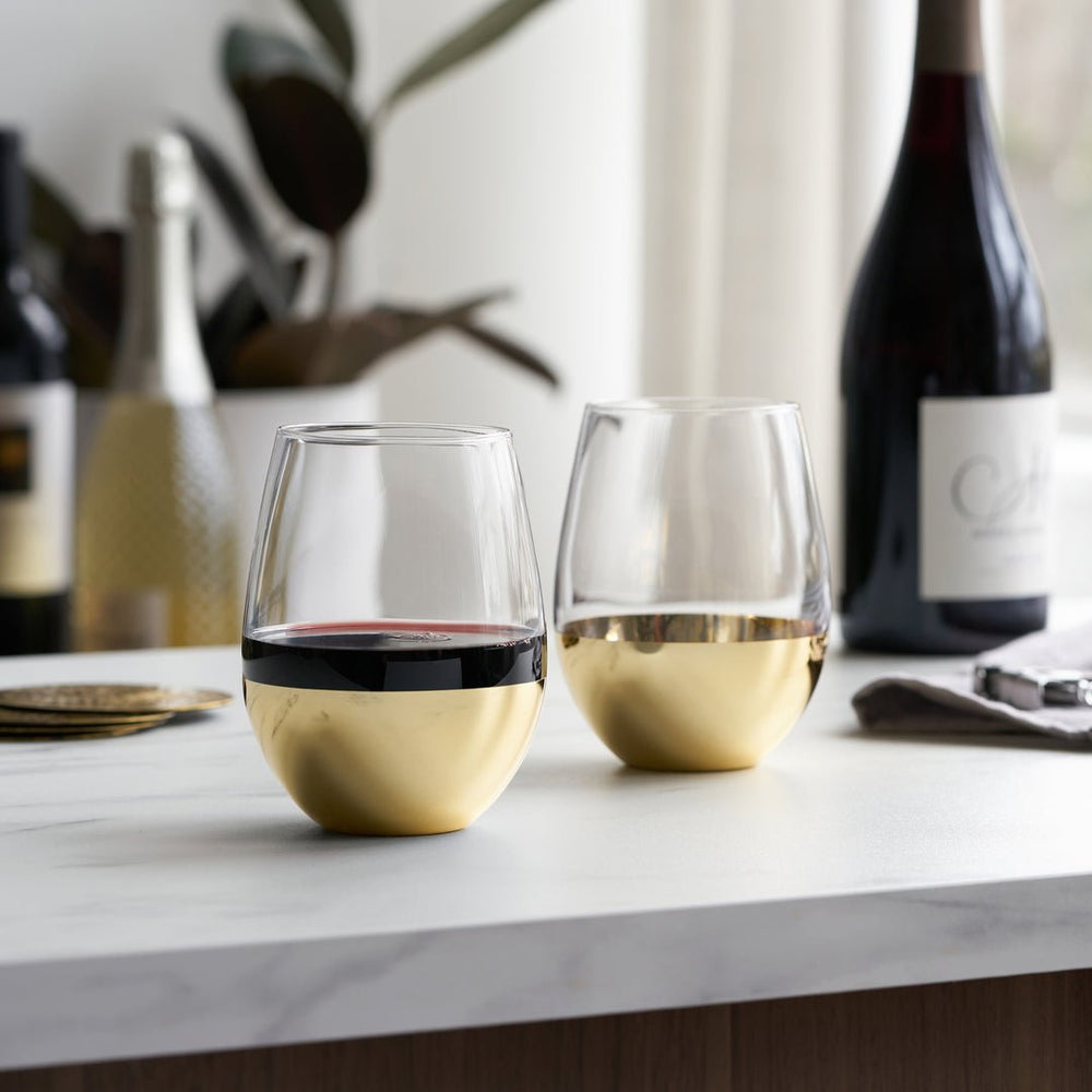 Viski Gold-Dipped Wine Tumblers, Set of 2 - lily & onyx
