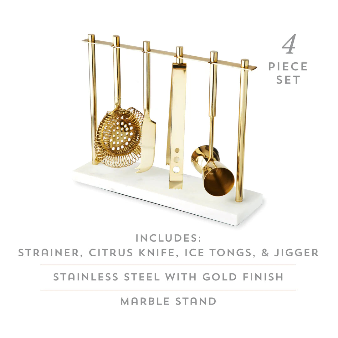 Twine Gold & Marble Barware Set - lily & onyx