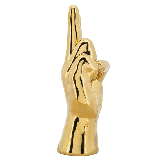 Load image into Gallery viewer, Sagebrook Home Gold Peace Sign Figurine, 6&amp;quot; - lily &amp;amp; onyx
