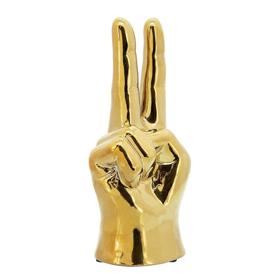 Sagebrook Home Gold Peace Sign Figurine, 8" - lily & onyx