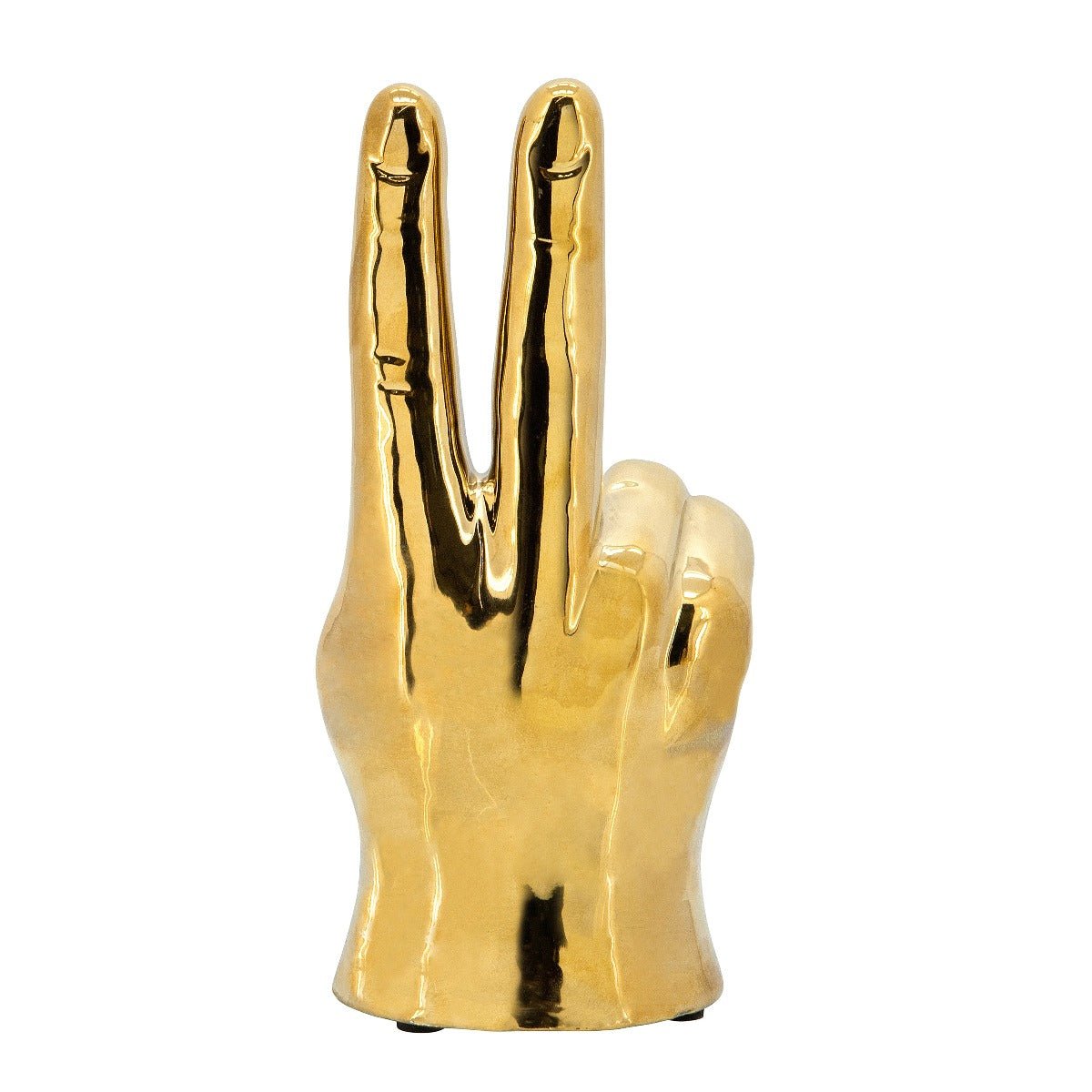 Sagebrook Home Gold Peace Sign Figurine, 8" - lily & onyx