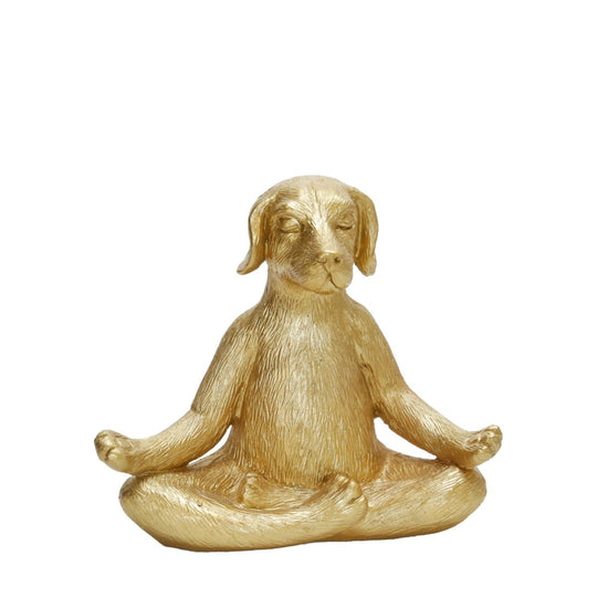 Sagebrook Home Gold Polyresin Yoga Dog Figurine, 7"H - lily & onyx