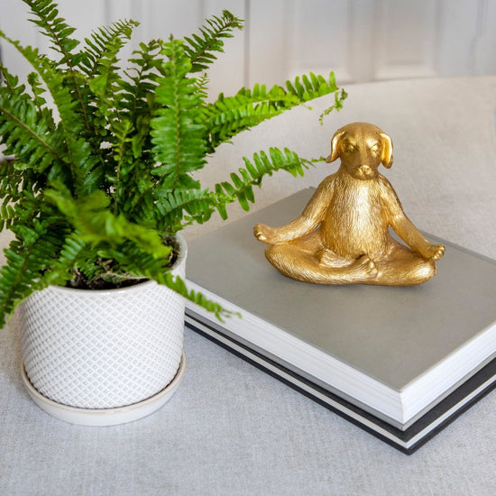 Sagebrook Home Gold Polyresin Yoga Dog Figurine, 7"H - lily & onyx