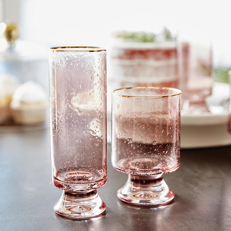 Santa Barbara Design Studio Gold Rimmed Blush Champagne Glasses, Set Of 4 - lily & onyx