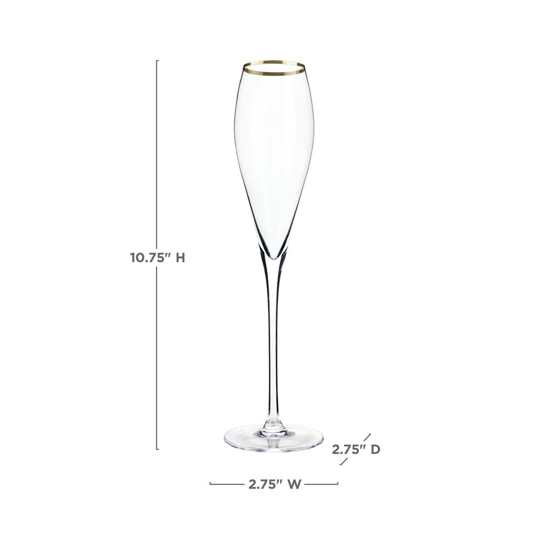 Viski Gold Rimmed Crystal Champagne Flutes - lily & onyx