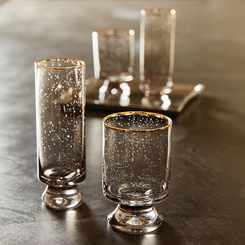 Santa Barbara Design Studio Gold Rimmed Gray Old Fashioned Glasses, Set Of 4 - lily & onyx