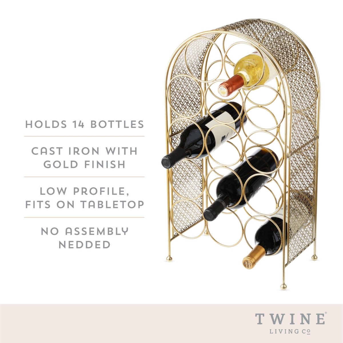 Twine Gold Trellis 14 Bottle Cast Iron Wine Rack - lily & onyx