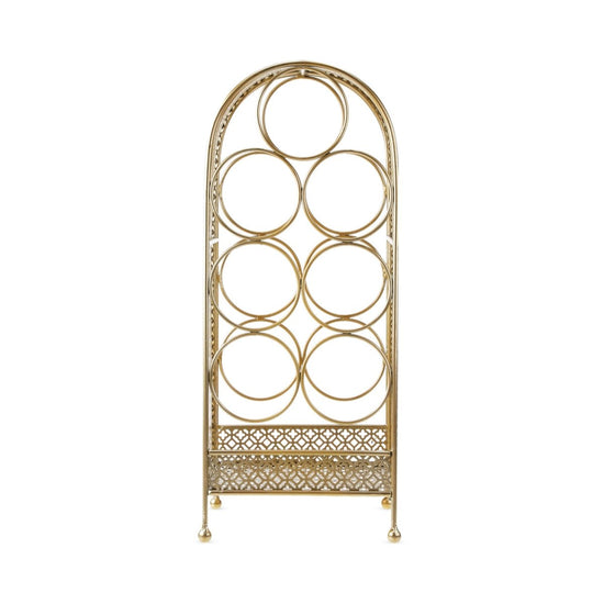 Load image into Gallery viewer, Twine Gold Trellis 7 Bottle Cast Iron Wine Rack - lily &amp;amp; onyx
