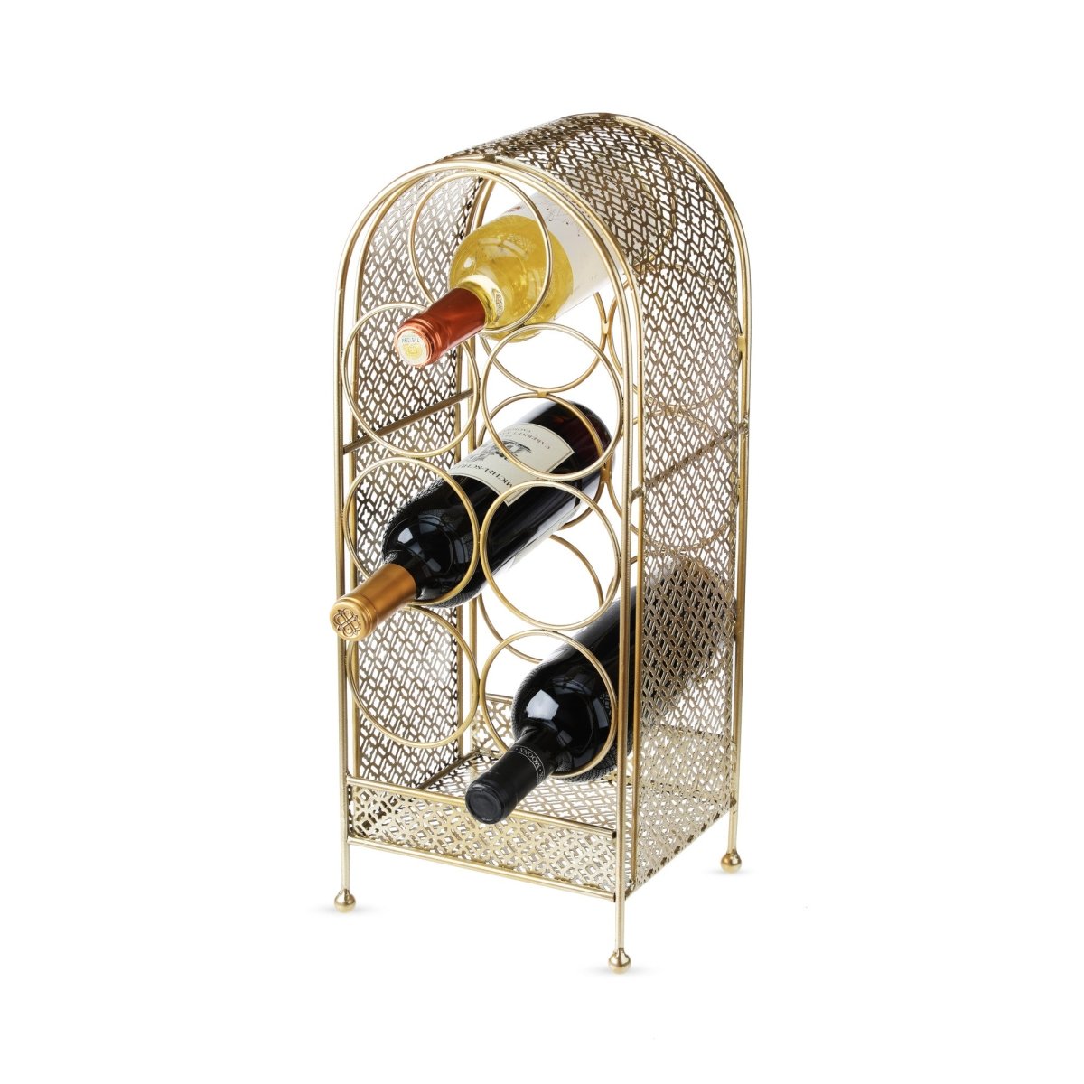 Twine Gold Trellis 7 Bottle Cast Iron Wine Rack - lily & onyx