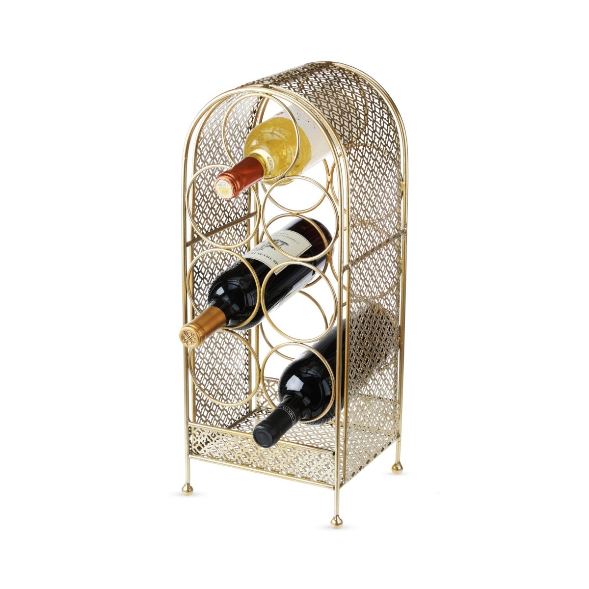 Load image into Gallery viewer, Twine Gold Trellis 7 Bottle Cast Iron Wine Rack - lily &amp;amp; onyx
