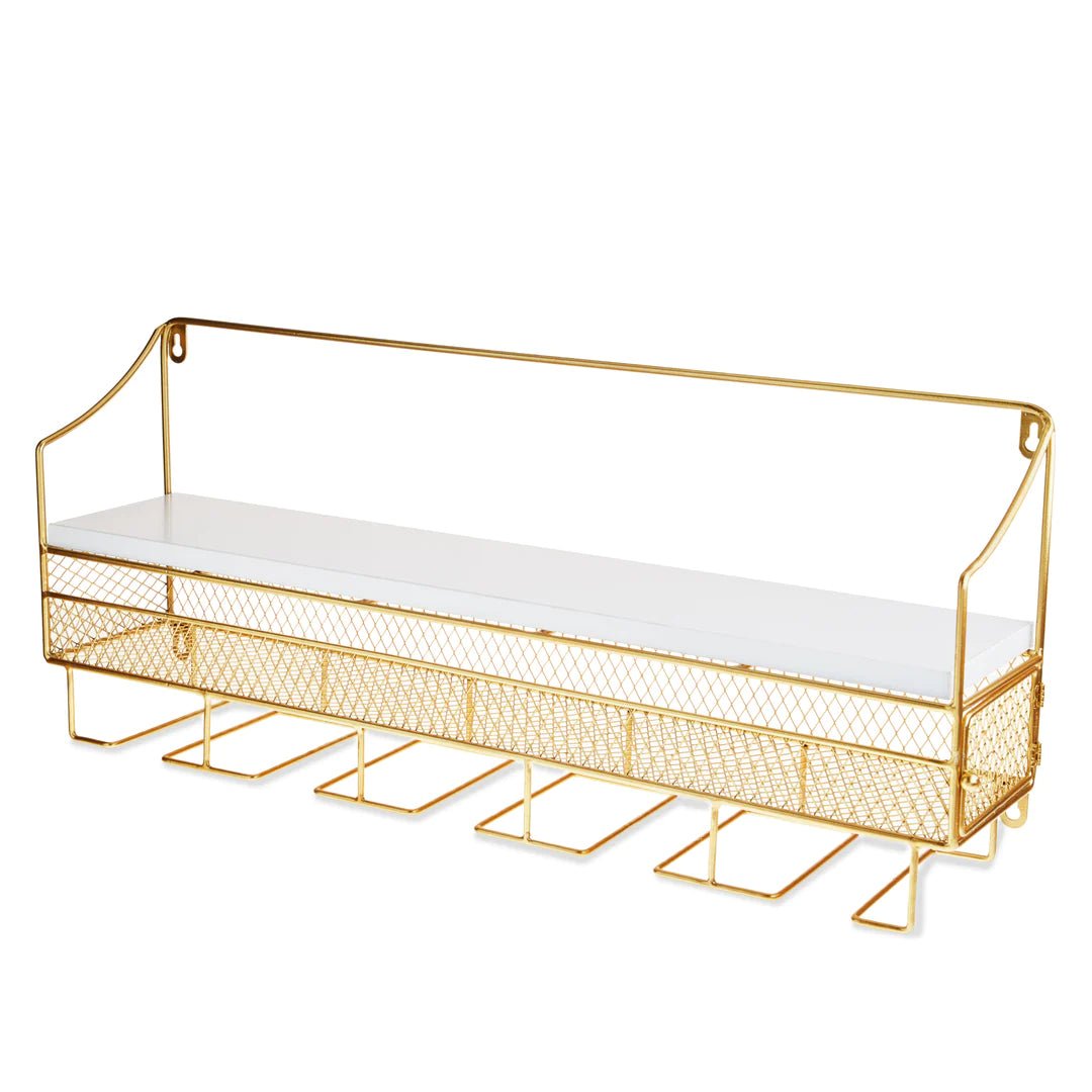 Twine Living Gold Wall Mounted Wine Rack and Cork Cage - lily & onyx
