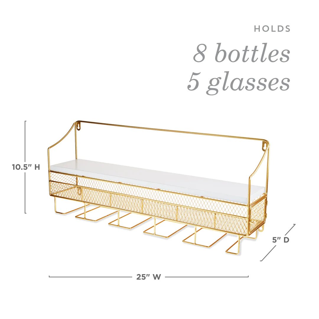 Twine Living Gold Wall Mounted Wine Rack and Cork Cage - lily & onyx
