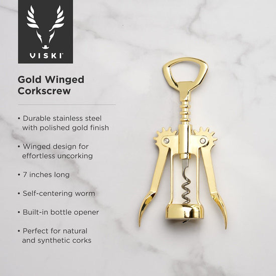 Viski Gold Winged Corkscrew - lily & onyx
