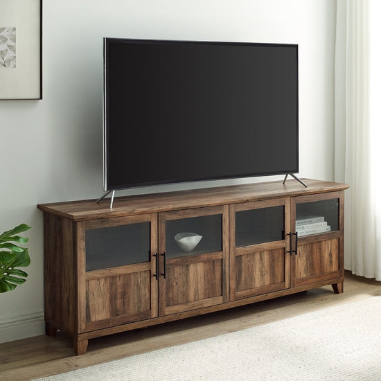 Walker Edison Goodwin 70" TV Stand with Glass and Wood 4 Panel Doors - lily & onyx