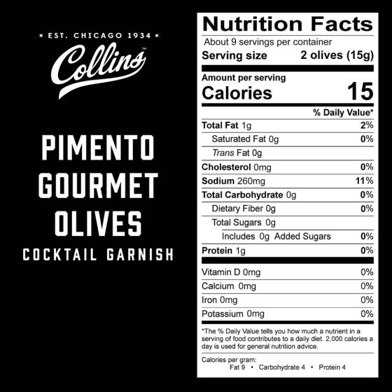 Collins Gourmet Pimento Cocktail Olives, 4.5 Oz - lily & onyx