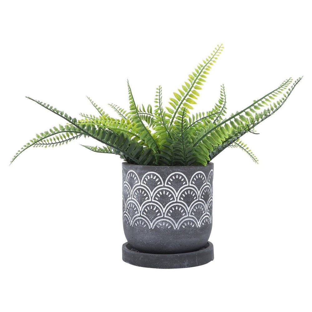 
                      
                        Sagebrook Home Gray Fan Pattern Cement Planter with Saucer, 6 Inch - lily & onyx
                      
                    