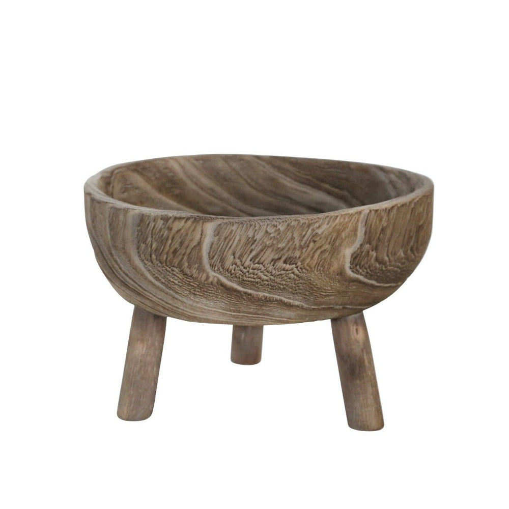 Sagebrook Home Gray Paulownia Wood Bowl With Legs, 11