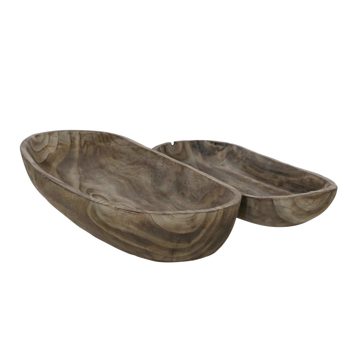 Sagebrook Home Gray Paulownia Wood Decor Bowls, Set of 2 - 18