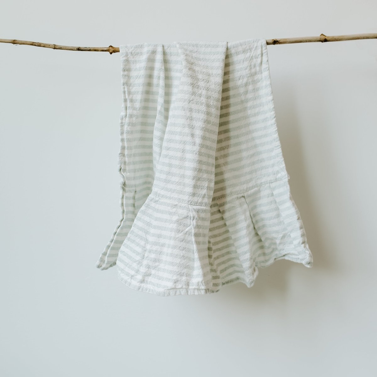 Sweet Water Decor Grey Striped Tea Towel with Ruffle - lily & onyx