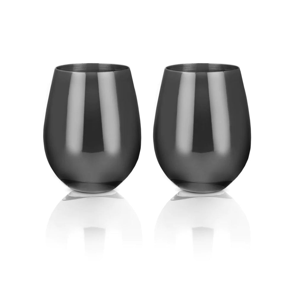 Viski Gunmetal Stemless Wine Glasses - lily & onyx