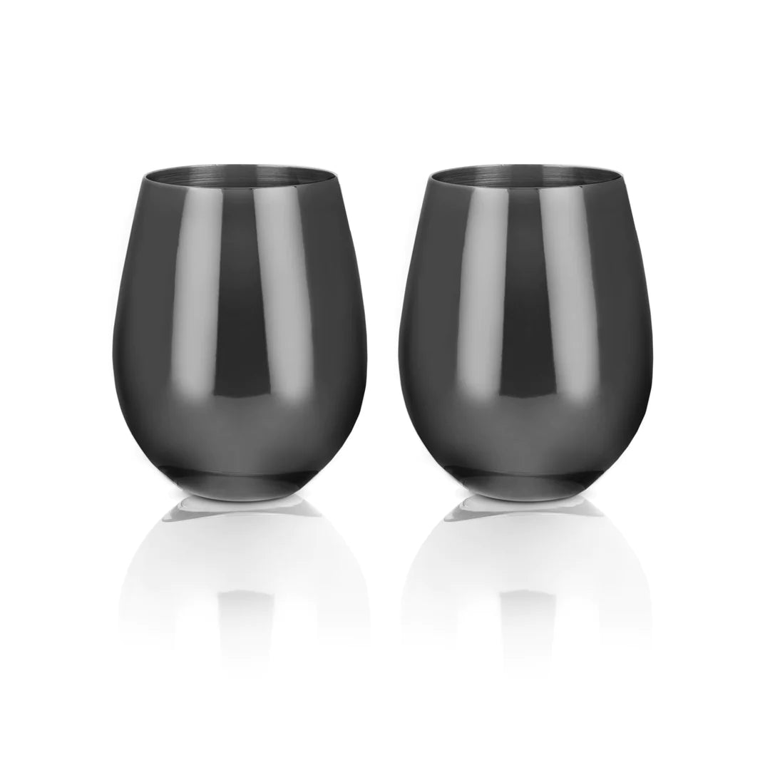 Viski Gunmetal Stemless Wine Glasses - lily & onyx