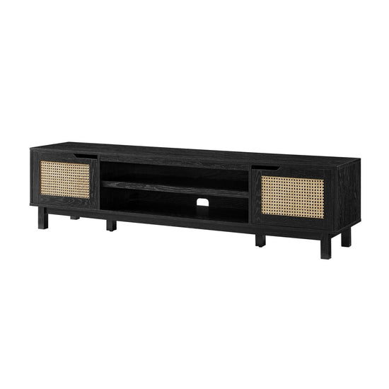 Walker Edison Hamkke Boho 2-Door Faux Rattan TV Stand - lily & onyx