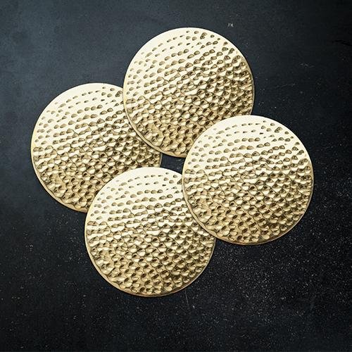 Viski Hammered Brass Coasters, Set of 4 - lily & onyx