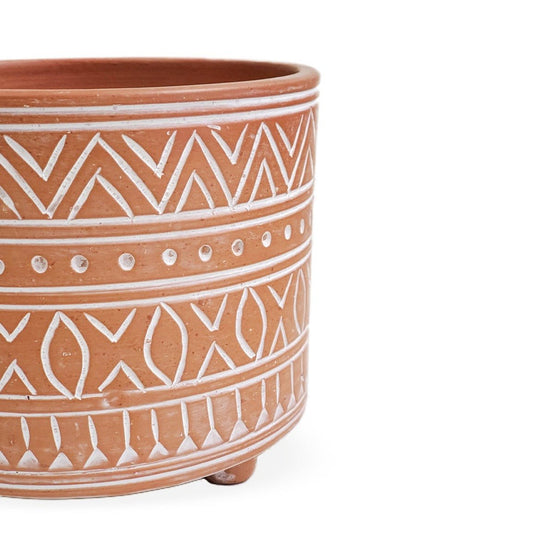 KORISSA Hand Etched Terracotta Pot - Small - lily & onyx