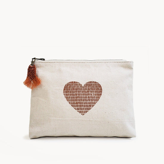 KORISSA Hand Screen Printed Cotton Canvas Pouch - Love - lily & onyx