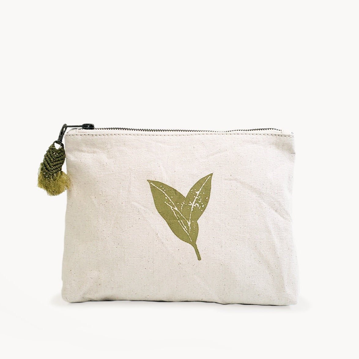 KORISSA Hand Screen Printed Cotton Canvas Pouch - Nature - lily & onyx