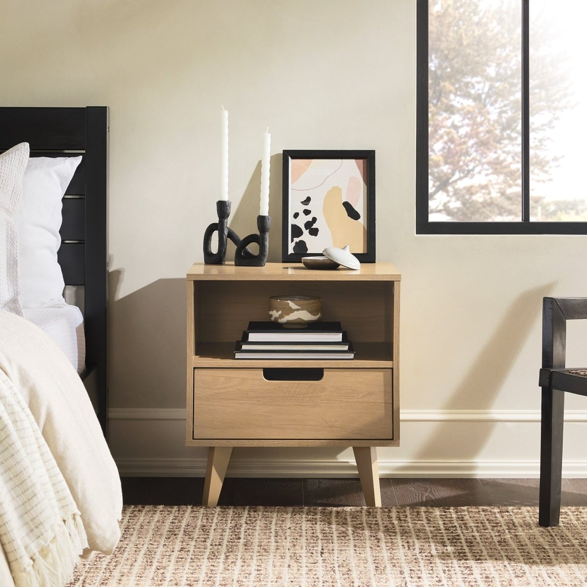 Walker Edison Hans Mid-Century Modern Angle-Leg Nightstand - lily & onyx