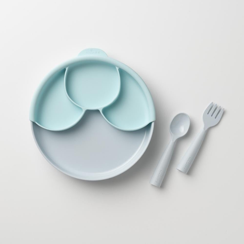 Miniware Silicone Suction Divider Plate & Cutlery Set, Exclusive