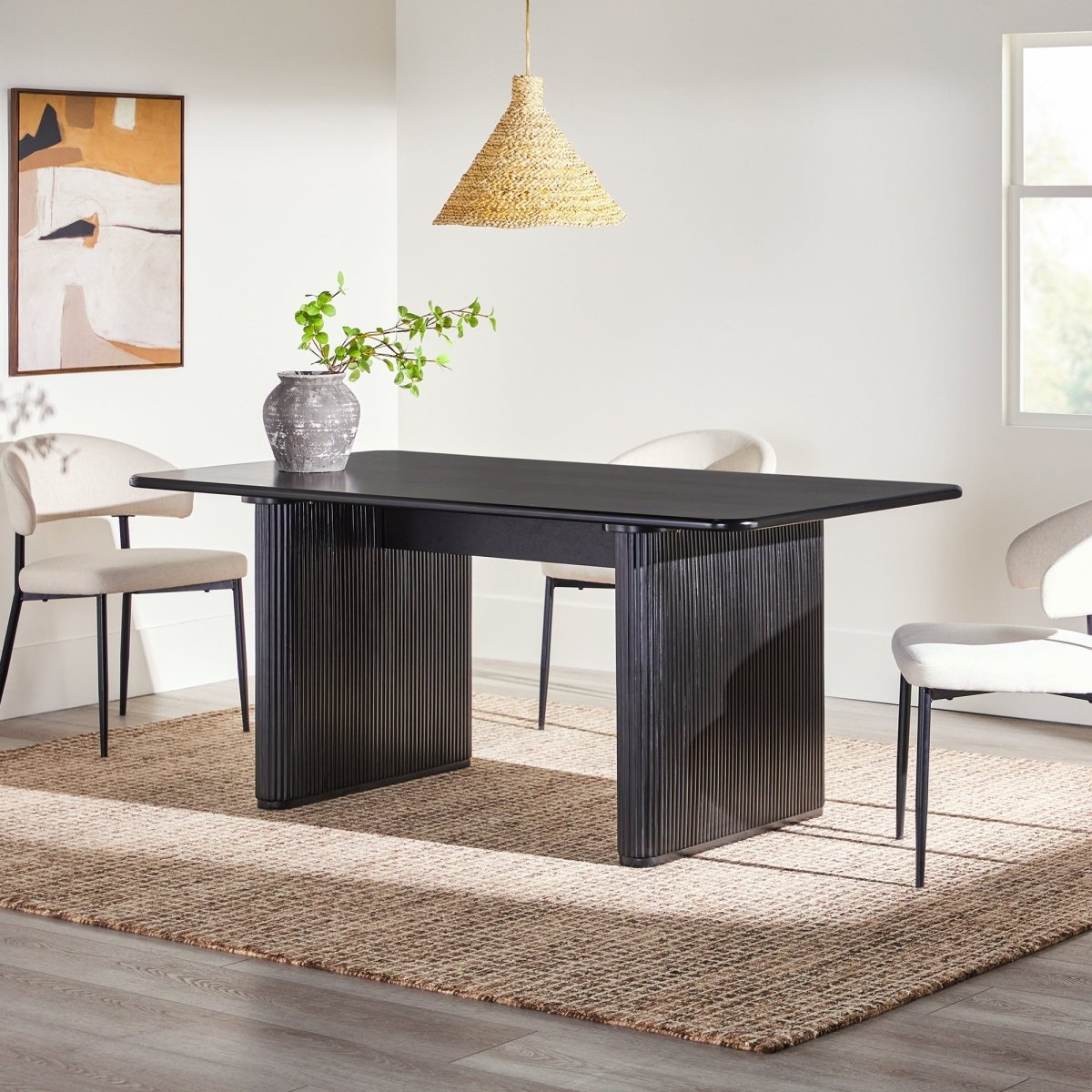 Walker Edison Heath 68" Scandinavian Dining Table with Reeded Base - lily & onyx