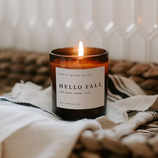 Sweet Water Decor Hello Fall Soy Candle - Amber Jar - 11 oz - lily & onyx