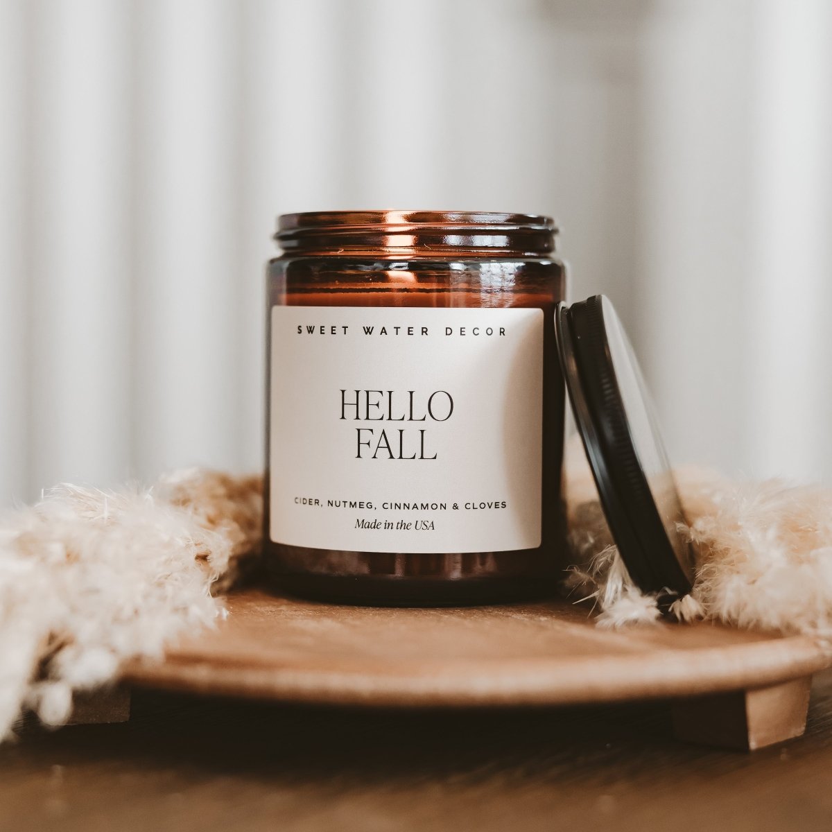 Sweet Water Decor Hello Fall Soy Candle - Amber Jar - 9 oz - lily & onyx