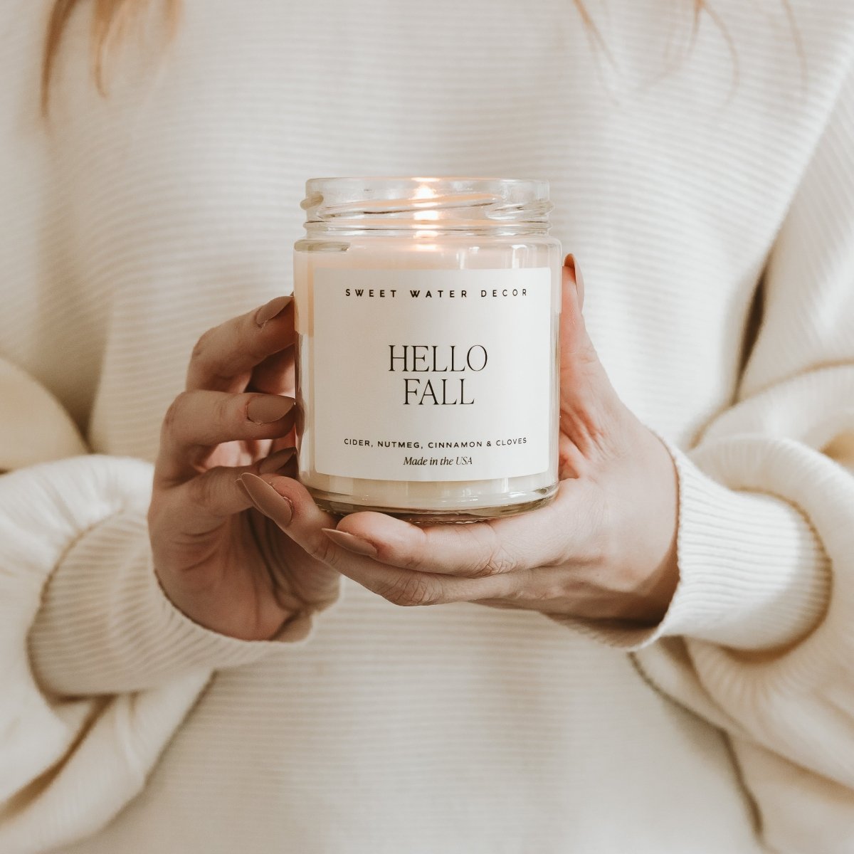 Sweet Water Decor Hello Fall Soy Candle - Clear Jar - 9 oz - lily & onyx