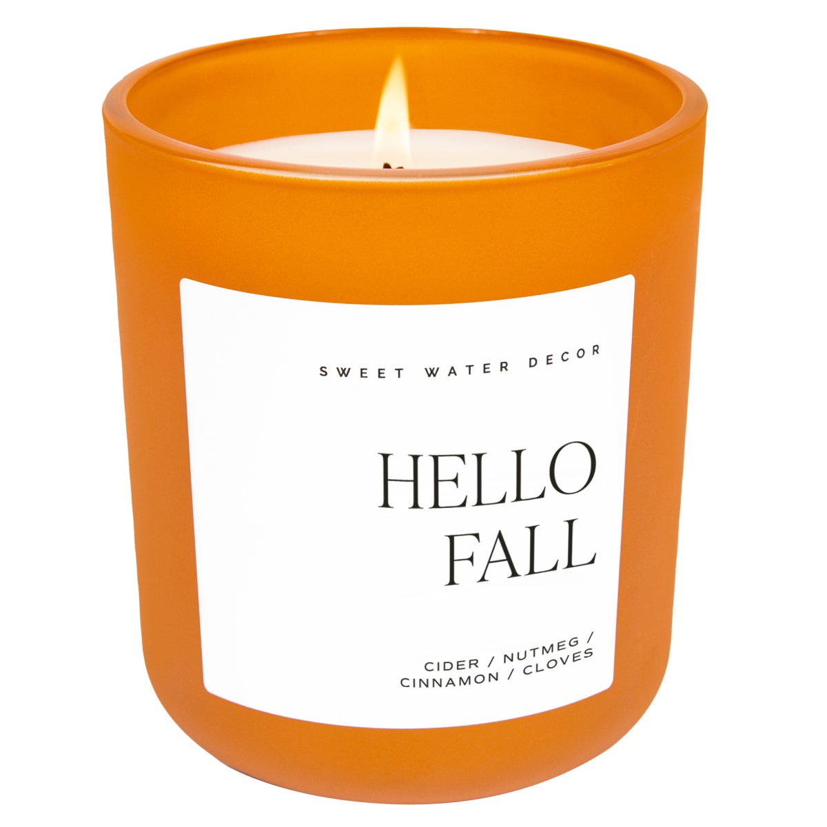 Load image into Gallery viewer, Sweet Water Decor Hello Fall Soy Candle - Orange Matte Jar - 15 oz - lily &amp;amp; onyx

