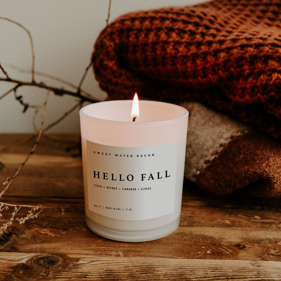 Sweet Water Decor Hello Fall Soy Candle - White Jar - 11 oz - lily & onyx
