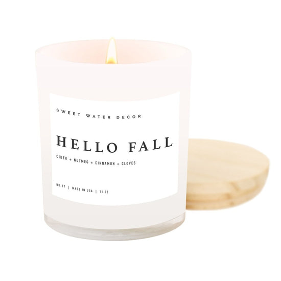 Sweet Water Decor Hello Fall Soy Candle - White Jar - 11 oz - lily & onyx