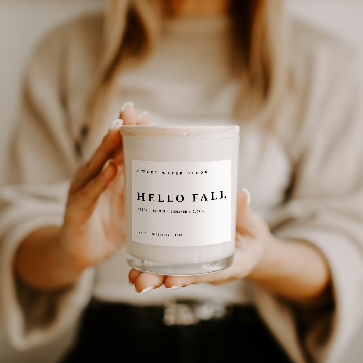 Sweet Water Decor Hello Fall Soy Candle - White Jar - 11 oz - lily & onyx